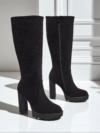 Damen Öko-Wildleder Stiefel mit Blockabsatz GaleNest