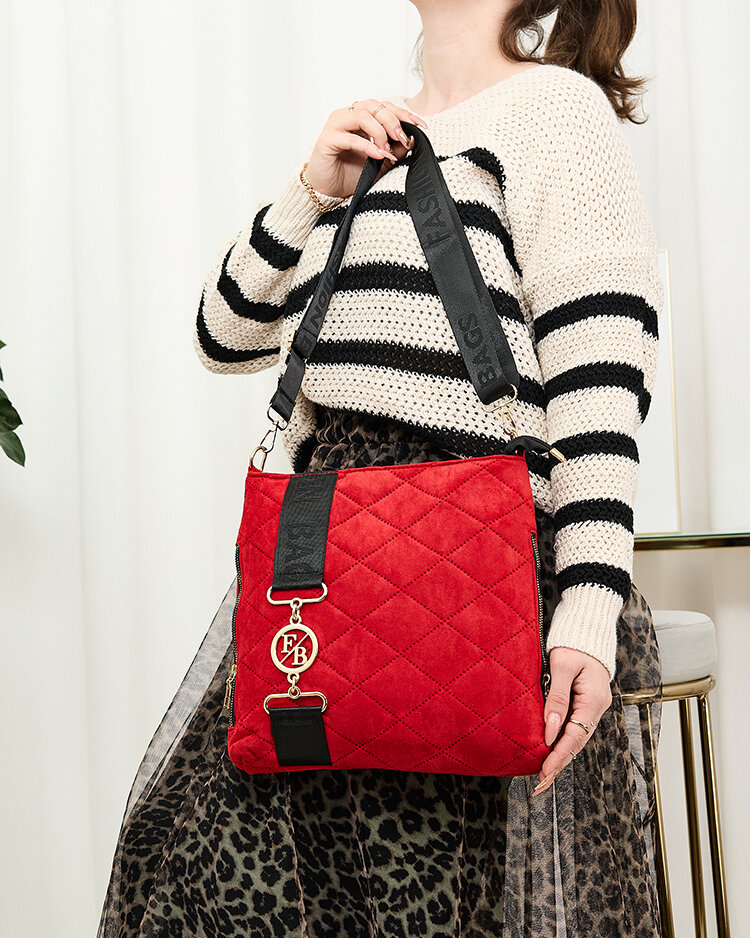 Royalfashion Rote gesteppte Damenhandtasche aus Öko-Wildleder