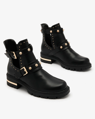 Жіночі черевики на плоскому каблуці Royalfashion чорного кольору Uscavca