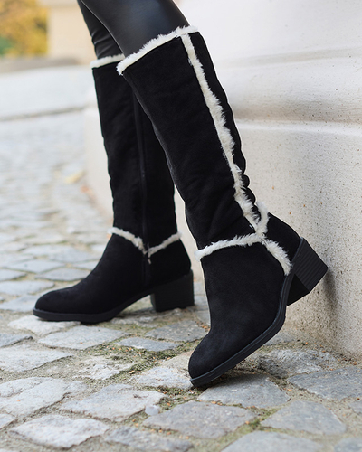 Schwarze Damenstiefel mit Fell Zerriva- Footwear