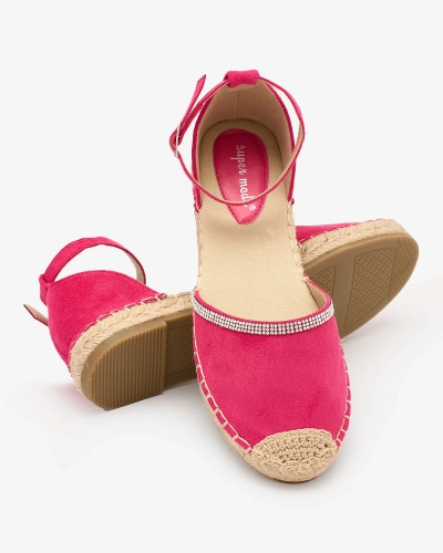 Royalfashion Damen-Espadrilles mit Zirkonen in Rosa Rieta