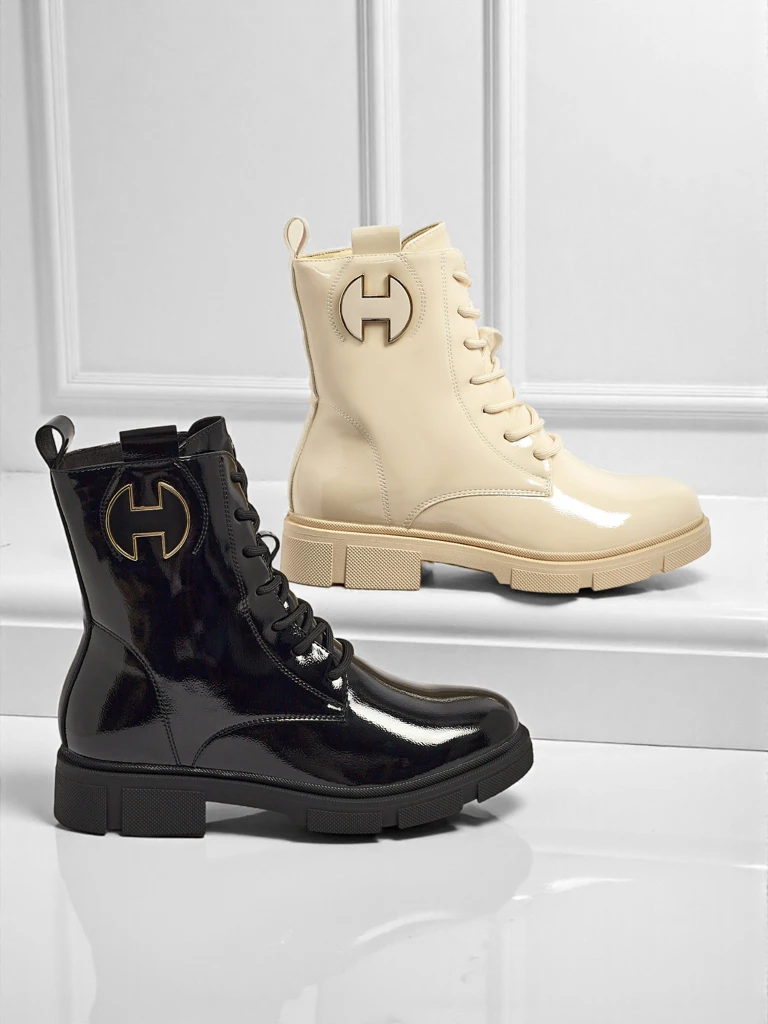 Lackierte Damen Schnürstiefeletten Kalen