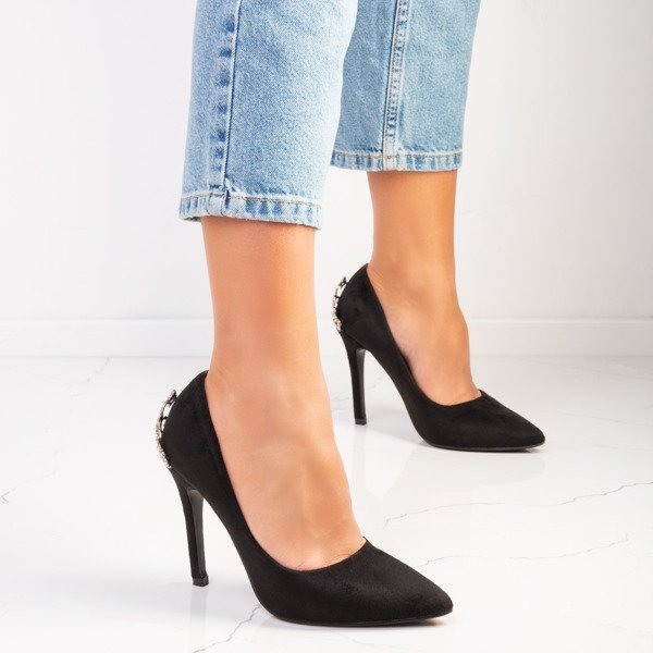 Schwarze High Heels mit Devya-Dekoration - Schuhe