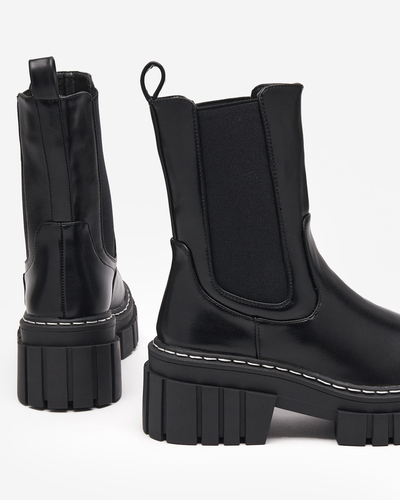 Schwarze hohe Damenstiefel mit Kunstleder Eareulia - Schuhe