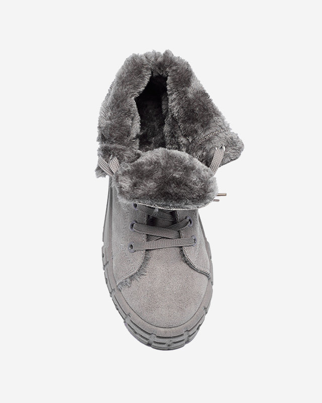 Graue Damenstiefel aus Öko-Wildleder mit Isolierung Zephyr - Schuhe