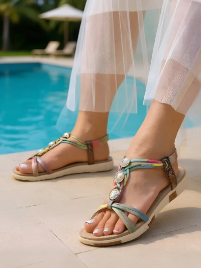 Damen Sandalen Colora Aurora Royalfashion Zirkonia Frühling Sommer