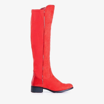 Rote Overknee-Stiefel mit flachen Absätzen von Gaglioli - Shoes