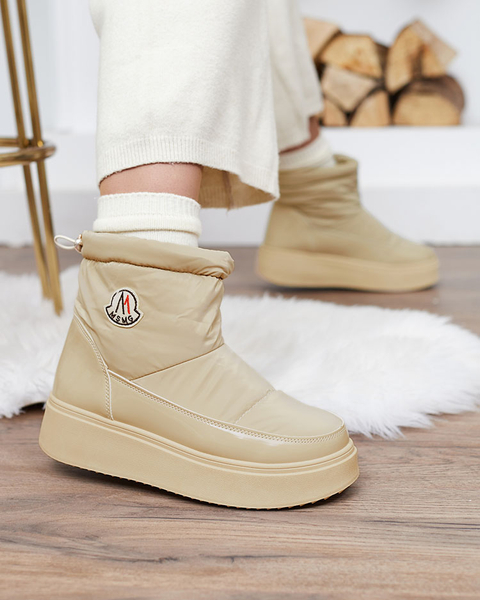 Royalfashion Damen Schlupf-Schneestiefel in hellbrauner Farbe Ademra