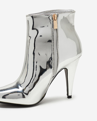 Silber lackierte Stiletto-Stiefel Macalli-Schuhe