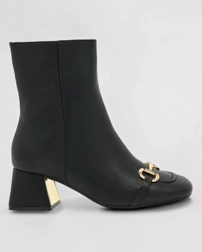 Royalfashion Schwarze Damenstiefel mit niedrigem Schaft Referra