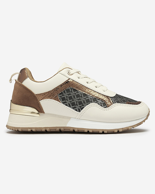 Damen-Schnürschuhe in Beige und Braun Mnerio- Footwear