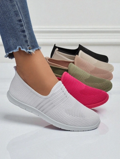 Damen Weiße Slip-Ons Stoff Callisto - leichte Schuhe für Frühling und Sommer