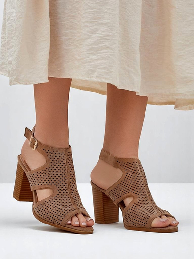 Royalfashion perforierte Blockabsatz‑Sandaletten für Damen Abetle