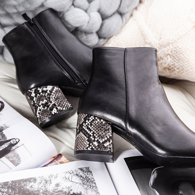 Schwarze Stiefel mit Prägung a&#39;la Rossana Schlangenhaut - Schuhe 1