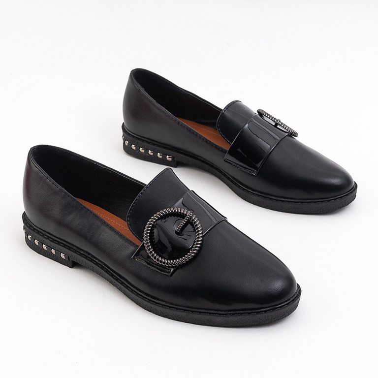 Schwarze Damen-Loafer mit Vauae-Schnalle - Schuhe