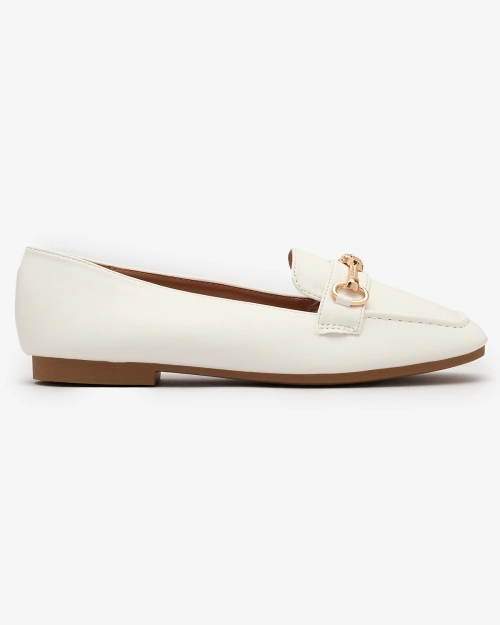 Royalfashion Білі жіночі мокасини з золотим декором Olerika