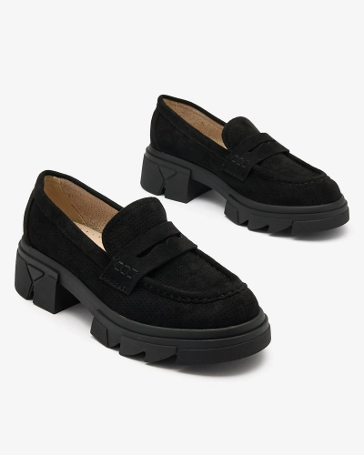 Royalfashion Schwarz Damen durchbrochene Mokassins Lace Glide