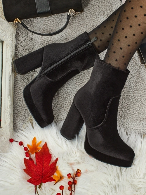 Ботильйони жіночі на підборах-стовпчику а-ля Велюр Miss