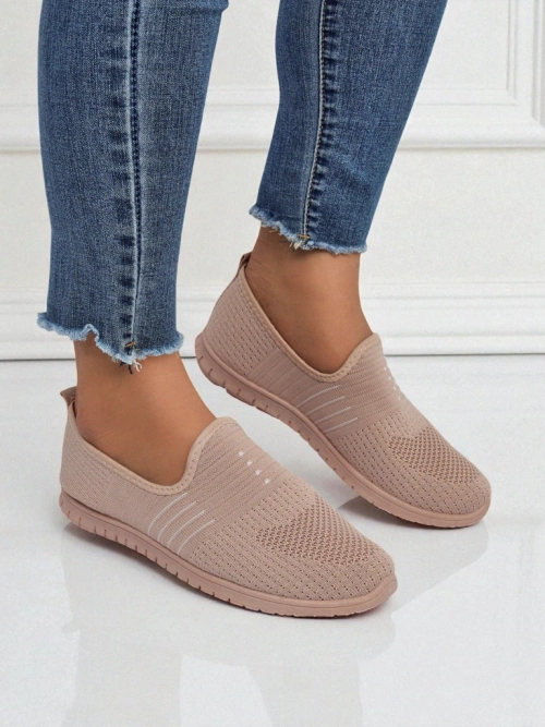 Жіночі туфлі Aelia рожеві з тканини, зручні мокасини на плоскій підошві