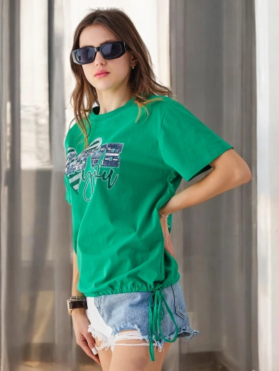 Royalfashion Damen Baumwoll-T-Shirt LOVE mit Strass