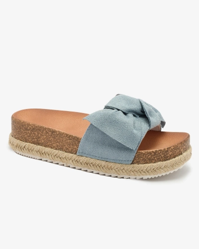 OUTLET Royalfashion Blaue Damen-Flip-Flops aus Öko-Wildleder Umumi