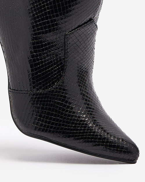 Чорні черевики на шпильці з тисненням Meshlia - Взуття