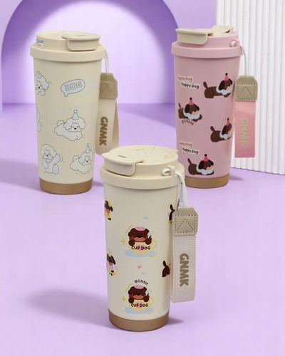 Royalfashion Термокружка з кошиком, трубочкою та носиком Happy Dog