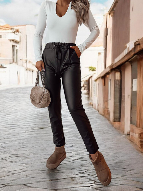 Жіночі штани з екошкіри Royalfashion темно-зеленого кольору