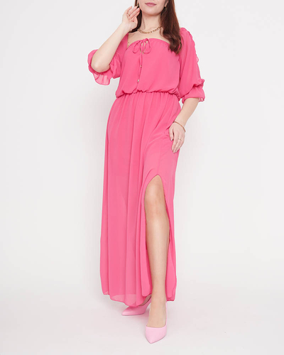 Spanisches Maxikleid in Fuchsia für Damen - Kleidung
