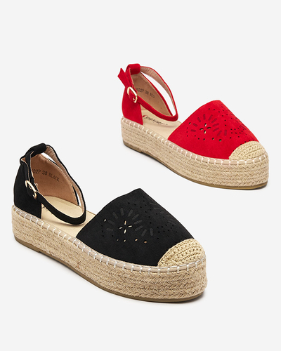 Rote durchbrochene Sandalen für Damen a'la espadrilles Tiseria - Schuhe