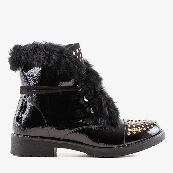 Schwarze Stiefel mit Fell Flaminia - Schuhe