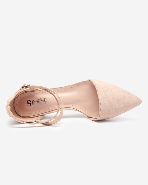 Бежеві жіночі босоніжки на каблуці Crisco