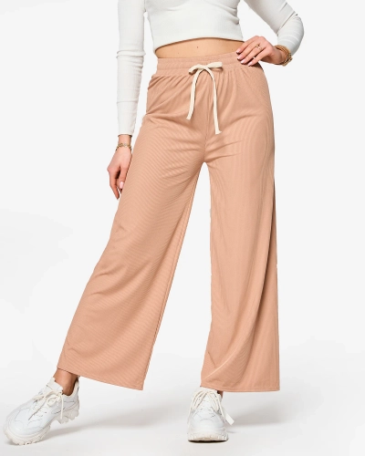 Braune, weite Palazzo-Hose mit Falten - Kleidung