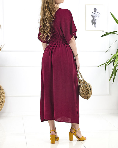 Kastanienbraunes Damen-Midikleid PLUS SIZE- Kleidung