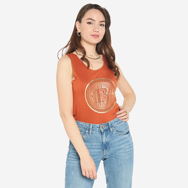 Damen-Top mit goldenem Kamel-Print - Bekleidung