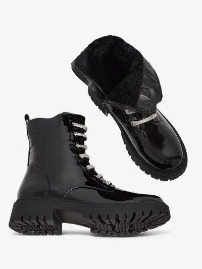 Lackierte Damenstiefeletten mit Schnürung Velmini