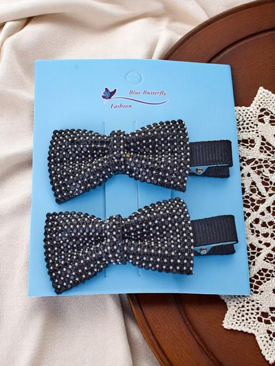 Royalfashion Set aus 2 Haarklammern mit Schleifen und Strasssteinen Isadora