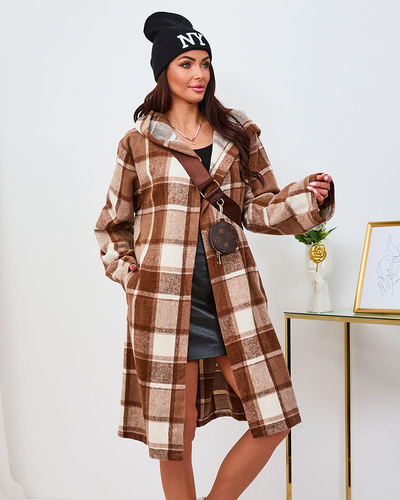 Royalfashion Brauner karierter Damenmantel