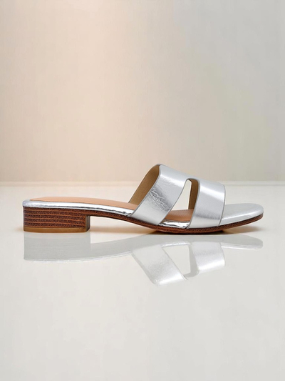 Royalfashion Damen Pantoletten mit flacher Sohle SilverEase