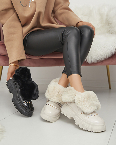 Schwarze Damen-Schneestiefel zum Schnüren Fentes- Footwear