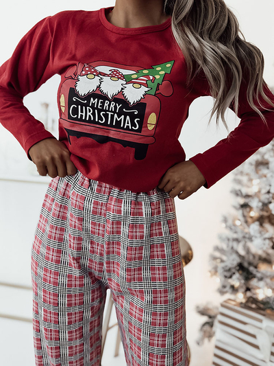 Royalfashion Roter Weihnachtspyjama für Damen