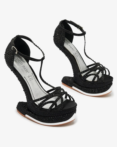 Schwarze Damenpumps mit Zirkonen Nekko- Footwear