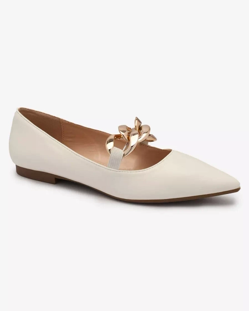 Royalfashion Білі жіночі балетки з загостреним носом Rahha