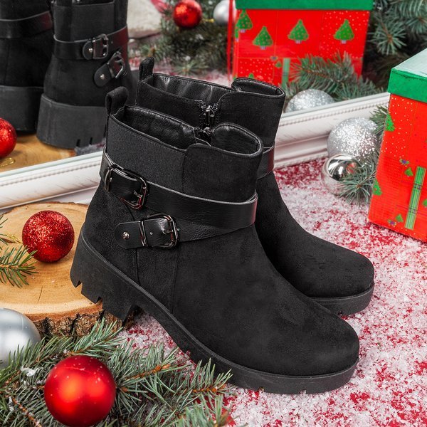 Schwarze flache Stiefeletten Debra - Footwear