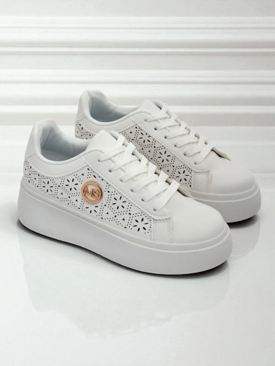 Damen Aelia Royalfashion Plateausneakers weiße Ajouré-Sneakers Ecru