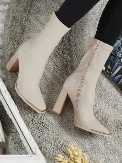 Damen Stiefeletten aus Öko-Leder mit Blockabsatz Morvella