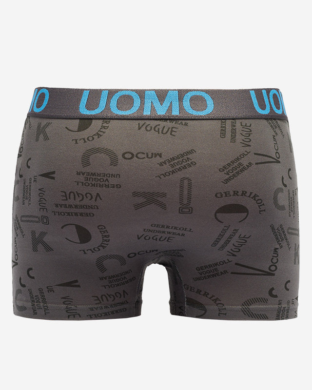 Dunkelgraue Herren-Boxershorts mit Print - Underwear
