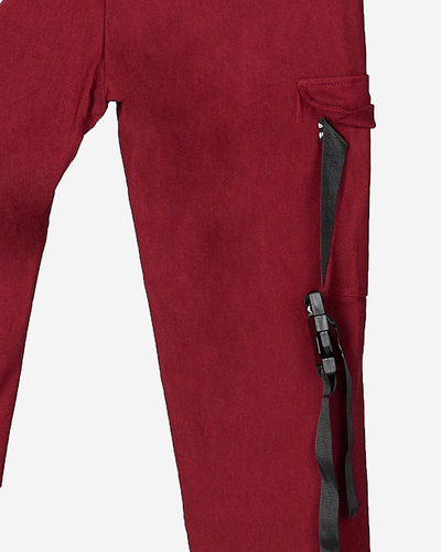 Kastanienbraune Damen-Cargohose mit Gürtel - Kleidung