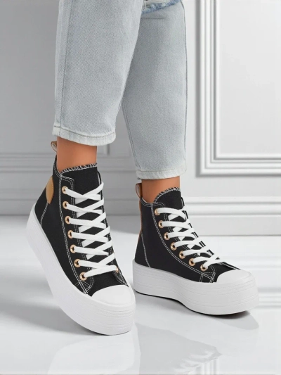 Damen Callisto Nero Plateau-Sneakers, Stoff, Schwarz, Sommer/Herbst