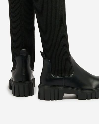 Royalfashion Schwarzer Damenstiefel zum Hineinschlüpfen Sennosea